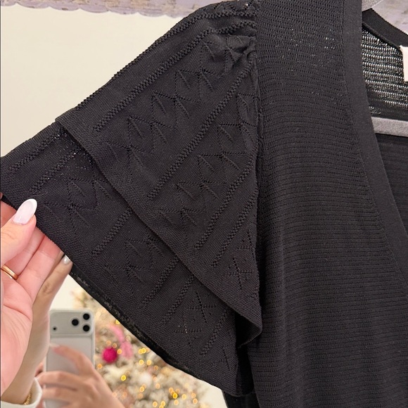 ba&sh Acacio Pointelle Black Ruffle Blouse - Picture 3 of 8